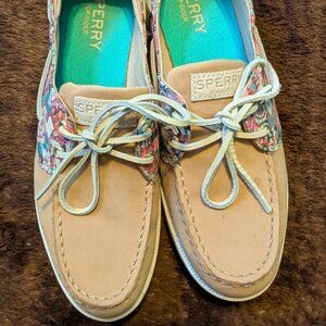 Sperry Leather & Floral Boat Shoes